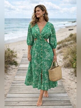 BA&SH | Aria Cutout Midi Dress - Size S (1)